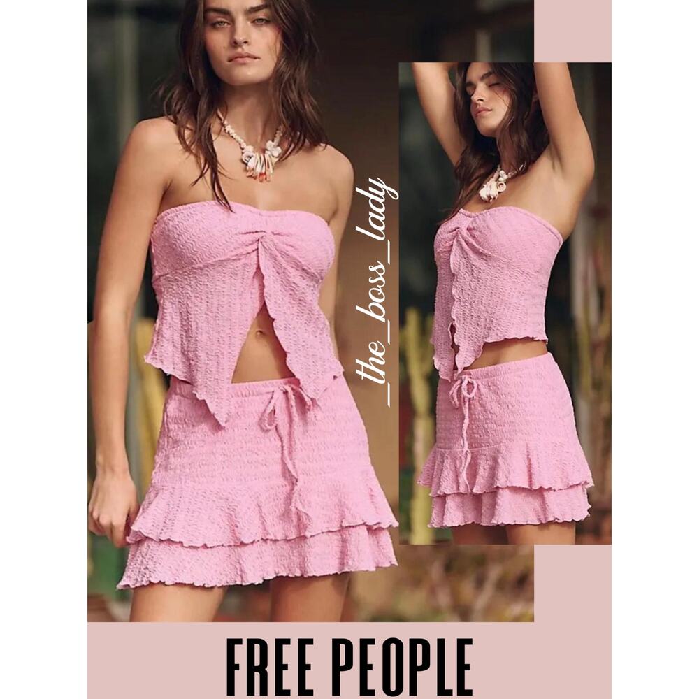 Free People skirt set Free-est co-ord top and mini skirt matching set Medium